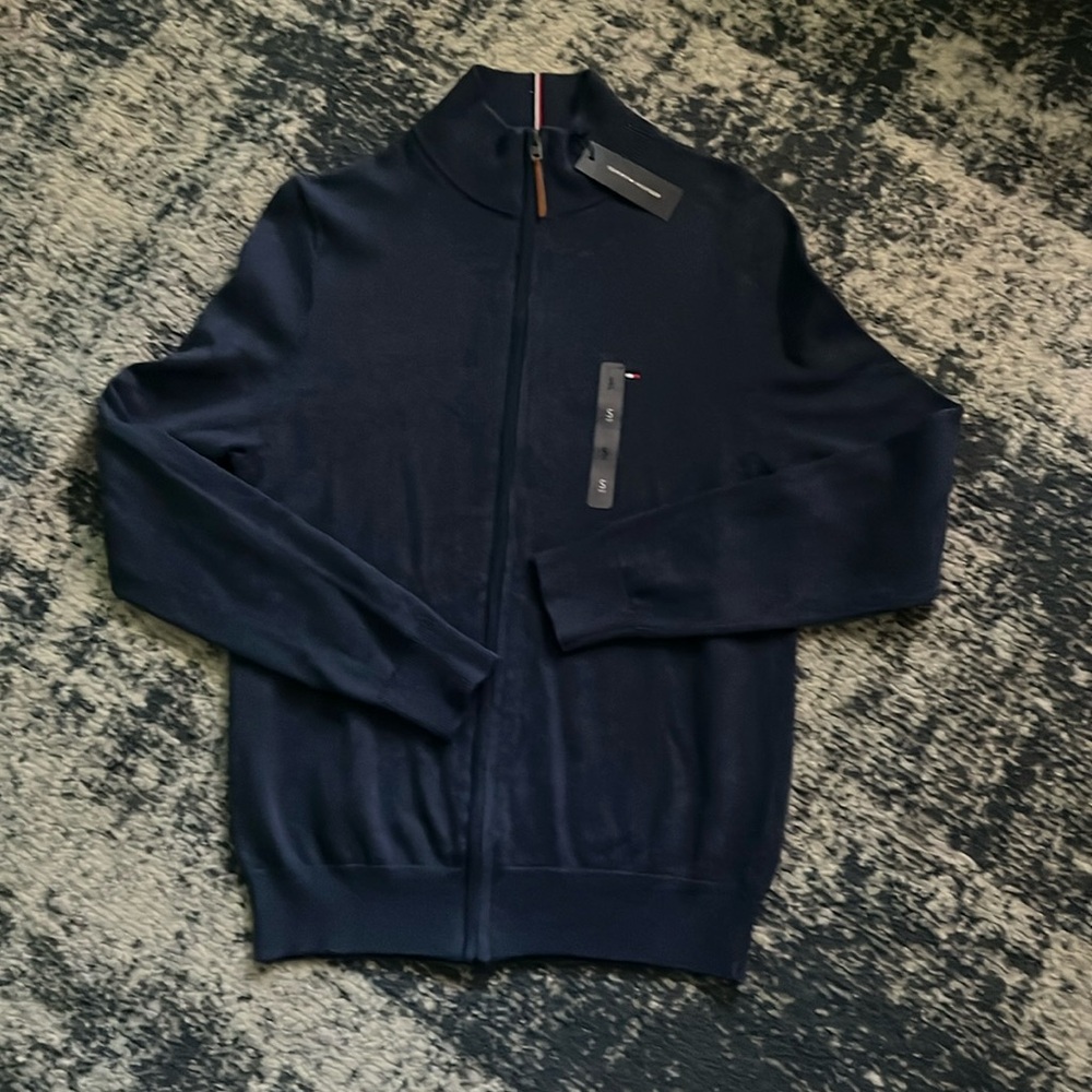NEVER USED Tommy Hilfiger Navy Blue Full-Zip Sweater (Small)